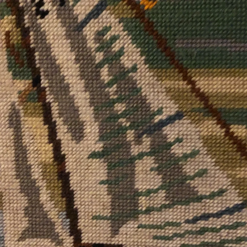 Handcrafted Sailboat Needlepoint Wall Art in Blue and Cream GORGEOUS